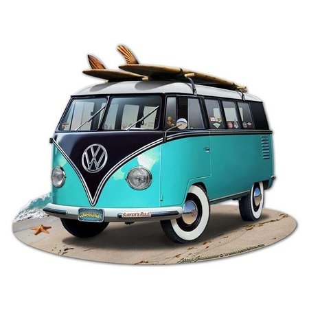 TEACHER&APOS;S AID VW Bus Cut Out Turquoise Sign - 28 x 22 in., TE1616211 TE1616211